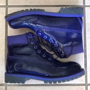 Purple leather Timberland boots